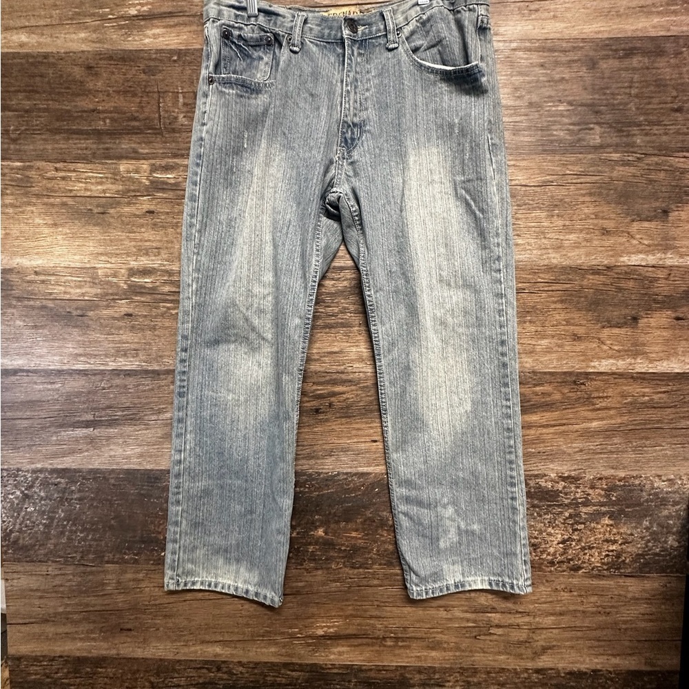 Red Snap Relaxed Blue Denim Jeans 36/30